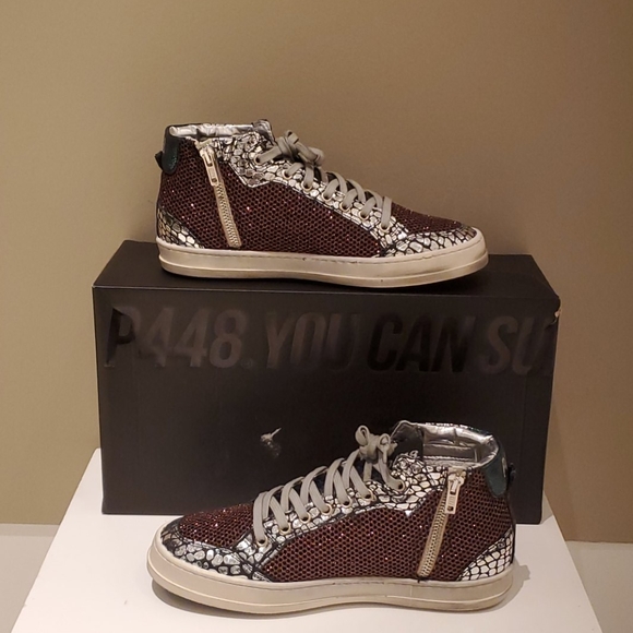 P448 NWT Love B Mid Top Metallic Sneakers - Picture 9 of 9